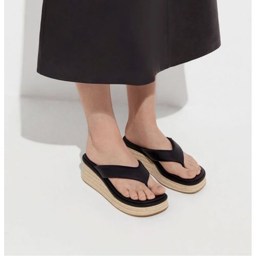 Espadrille Thong Sandals - Black