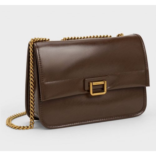  Neva Chain-Handle Shoulder Bag - Dark Brown 