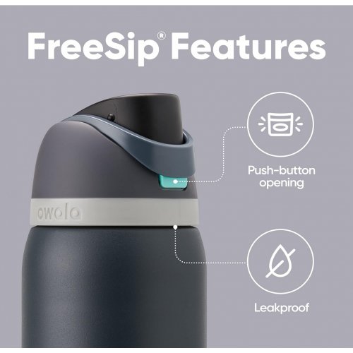 Owala FreeSip Insulated Stainless Steel Water Bottle with Straw for Sports and Travel, BPA-Free, 24oz, Foggy Tide 