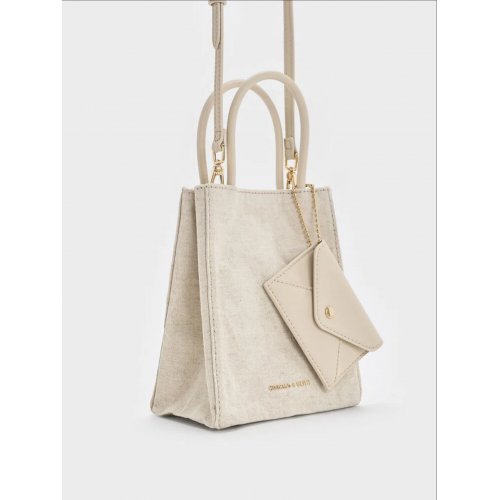 Matina Linen Elongated Tote Bag - Beige 
