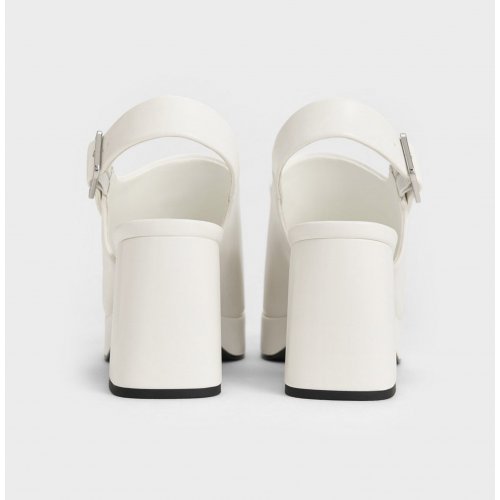  Peep-Toe Platform Sandals - White 