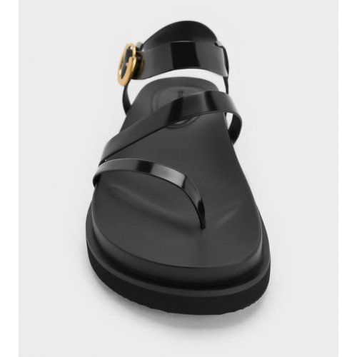  Buckled Ankle-Strap Strappy Sandals - Black Box 