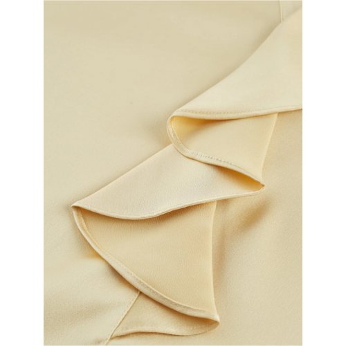 Satin Asymmetric Ruffled Blouse