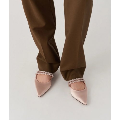  Goldie Recycled Polyester Gem-Encrusted Mary Jane Flats - Light Pink 