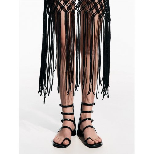  Lyric Gladiator Toe-Ring Sandals - Black 