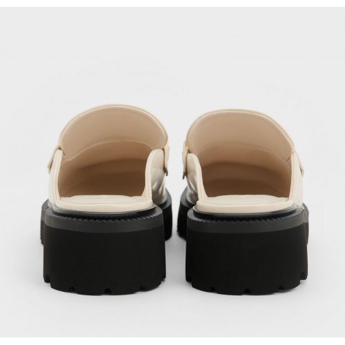 Remy Metallic-Accent Loafer Mules - Chalk