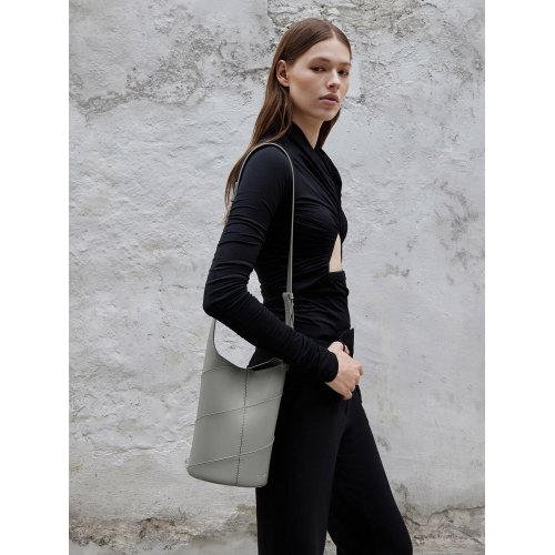  Trin Cylindrical Bucket Bag - Grey 
