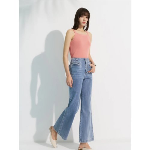 Square Neck Tank Top - Bisque Blush Pearl White