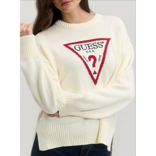 Guess jeans long sleeve crew neck big triangle sweater