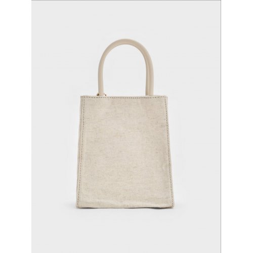  Matina Linen Elongated Tote Bag - Beige 