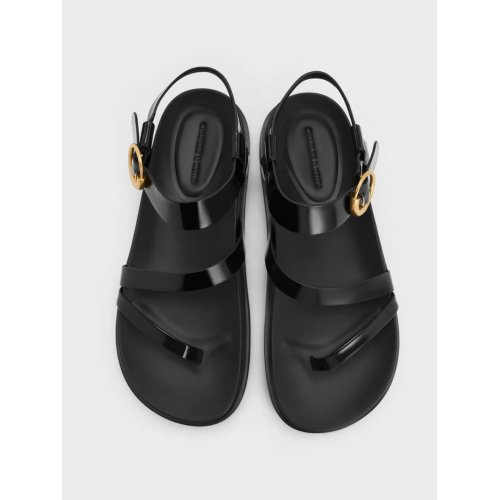  Buckled Ankle-Strap Strappy Sandals - Black Box 