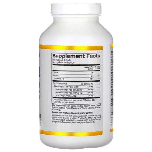  California Gold Nutrition, Omega-3, Premium Fish Oil, 240 Fish Gelatin Softgels 