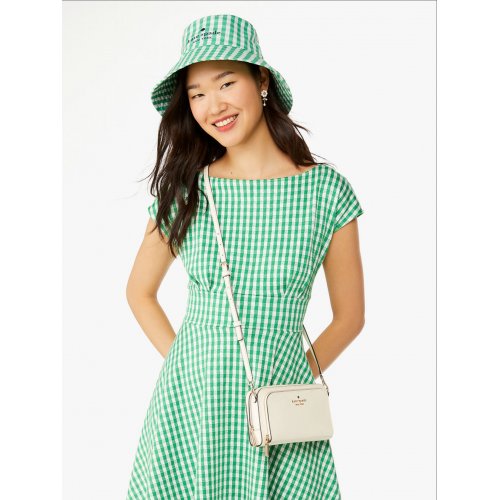 Staci Saffiano Leather Small Dual Zip Around Crossbody