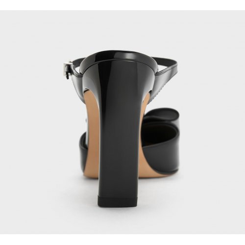  Lu Patent Leather Bow Blade-Heel Mules - Black Patent 