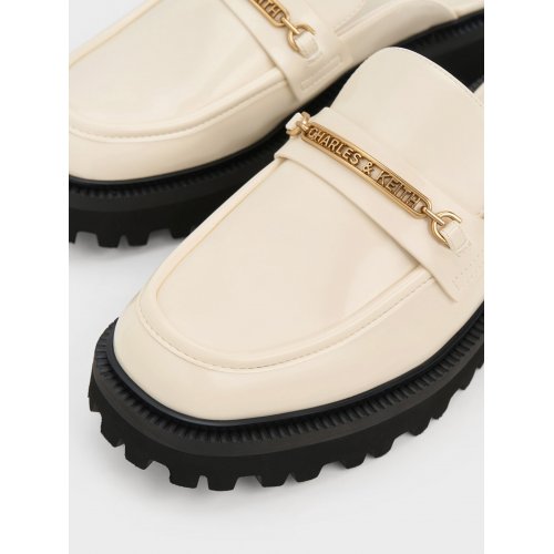 Remy Metallic-Accent Loafer Mules - Chalk