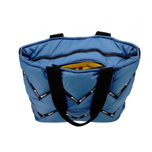 Zig Zag Blue Puffy Tote Bag