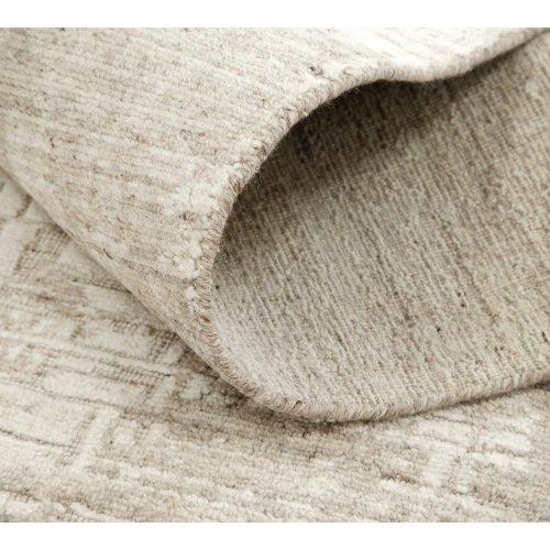 Karus Handmade Silver Cream Knotted Designer Rug 