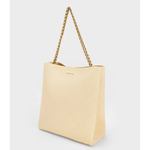  Leia Braided Handle Tote Bag - Beige 