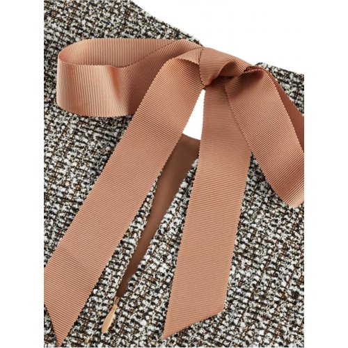 Mermaid Hem Bow Back Tweed Dress