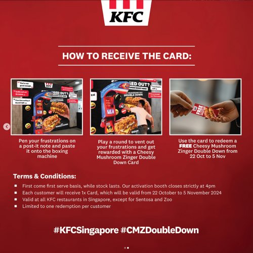 Redeem Free Cheesy Mushroom Zinger Double