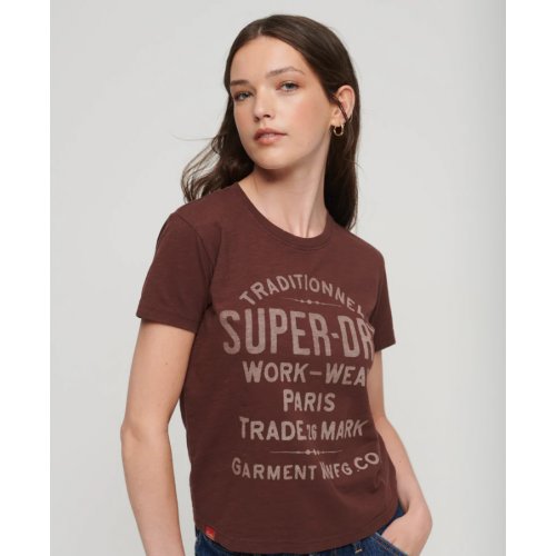 Archive Script Graphic T-Shirt - Deep Mahogany Brown Slub