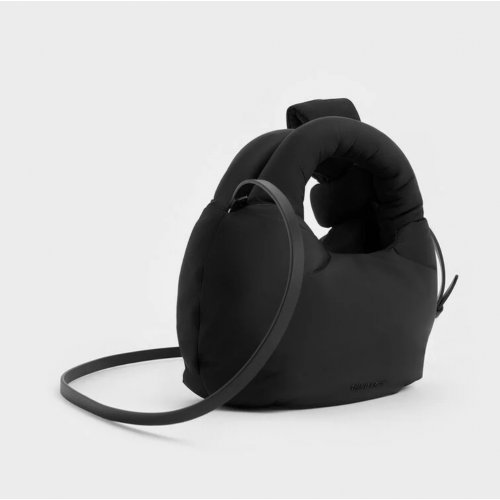  Delilah Nylon Bow Puffy Bag - Noir 