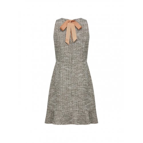 Mermaid Hem Bow Back Tweed Dress