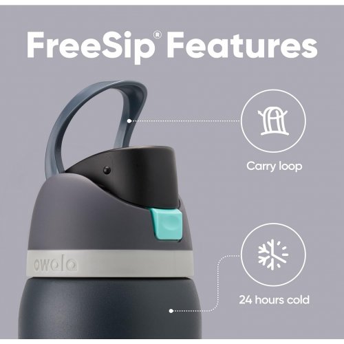 Owala FreeSip Insulated Stainless Steel Water Bottle with Straw for Sports and Travel, BPA-Free, 24oz, Foggy Tide 