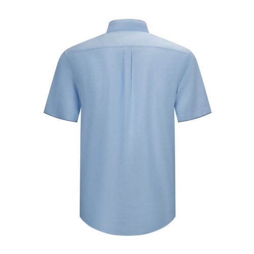 Easy Care Cotton Oxford Blocking Casual Shirtin Smart Fit Stand Collar