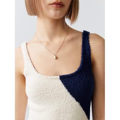 Three Tone Knit Mini Dress - Navy