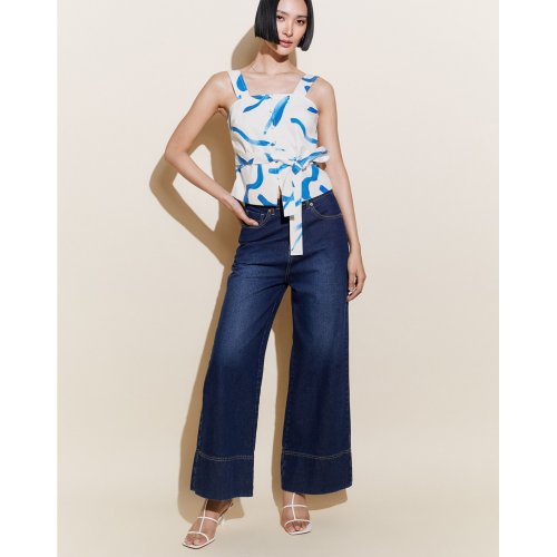 Cami Tank Top with Tie Detail - Blue