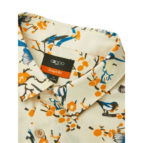 Bird Print Casual Short Sleeve Shirt