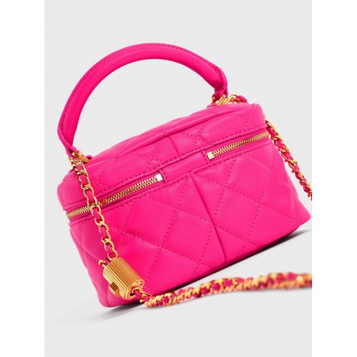  Quilted Two-Way Zip Mini Bag - Fuchsia 