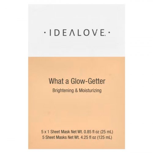  Idealove, What a Glow-Getter, Brightening & Moisturizing, 5 Beauty Sheet Masks, 0.85 fl oz (25 ml) Each 