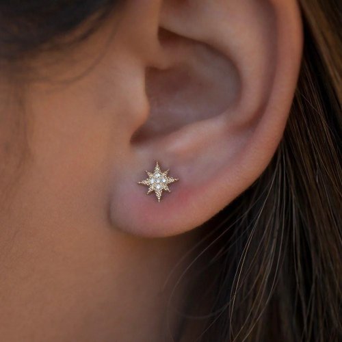 April Jewelry Event | 14K White Gold &amp; 0.200 TCW Diamond North Star Stud Earrings
