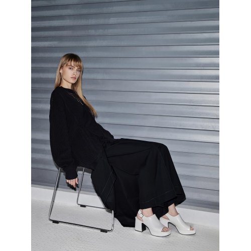  Peep-Toe Platform Sandals - White 