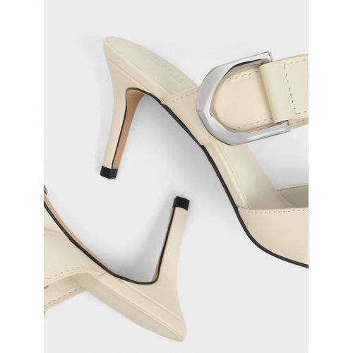  Gabine Leather Mule Pumps - Chalk 