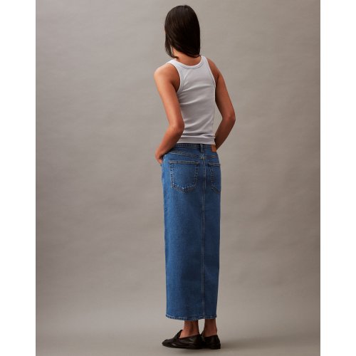  Split Front Denim <span style='filter: blur(2.5px);'>****</span> Skirt