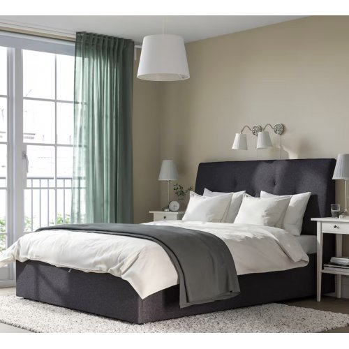IDANÄS Upholstered ottoman bed, Gunnared dark grey