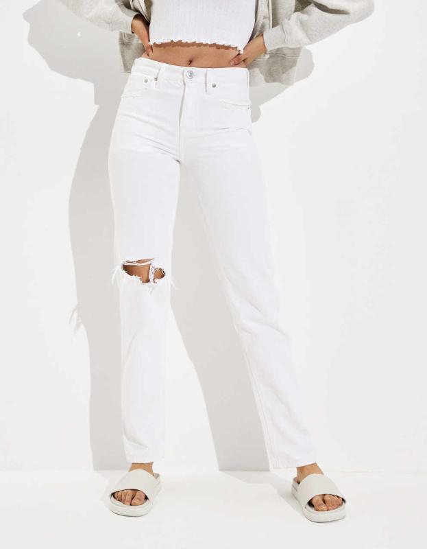 AE Ripped '90s Straight Jean - Cool White, 4 