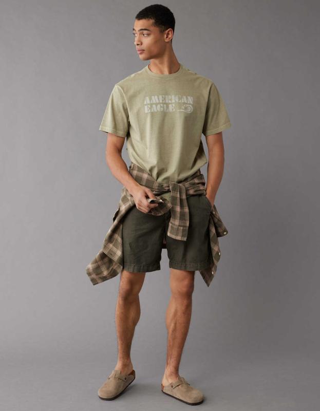 AE Logo Graphic T-Shirt - Olive, XXL 