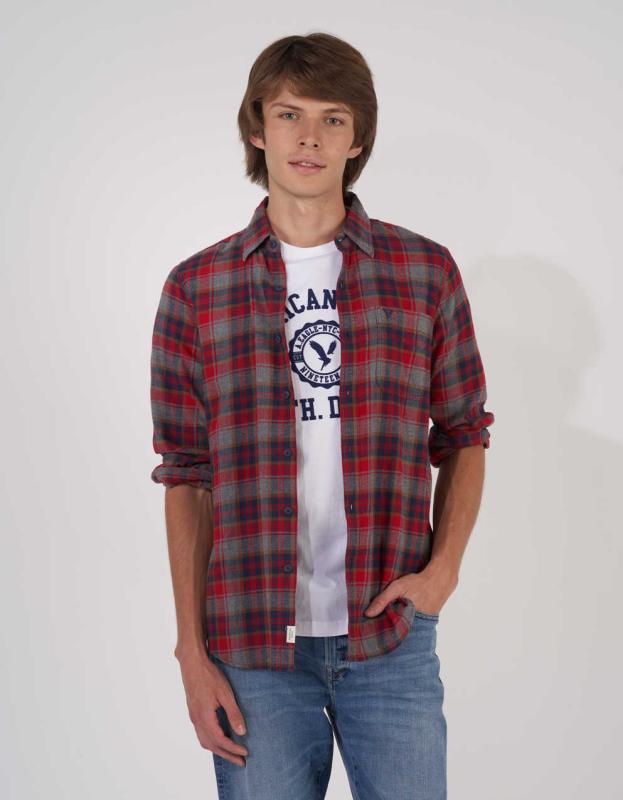 AE Slim Fit Everyday Button-Up Shirt - Maroon, XS 