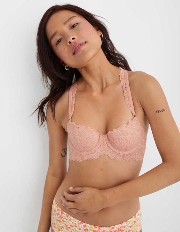 Aerie Real Power Balconette Lightly Lined Sunflower Lace Bra - Bloom, 80C 