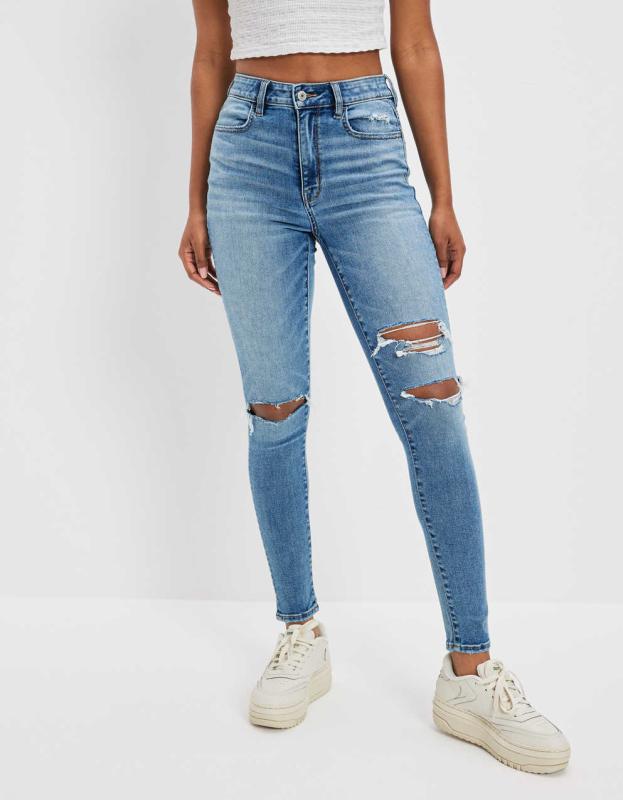 AE Ne(x)t Level Ripped Super High V-Rise Jegging - Tinted Medium, 6 