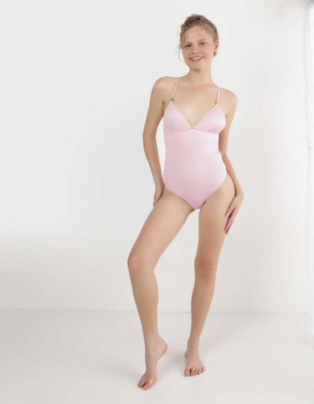 Aerie Shine Pique Cheeky One Piece Swimsuit - Parfait Pink, M 