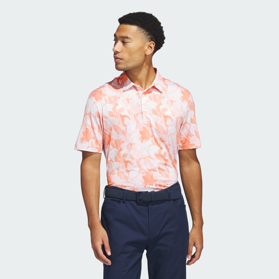 adidas Floral Golf Polo Shirt Golf 3XL Men Coral Fusion / Pantone / White