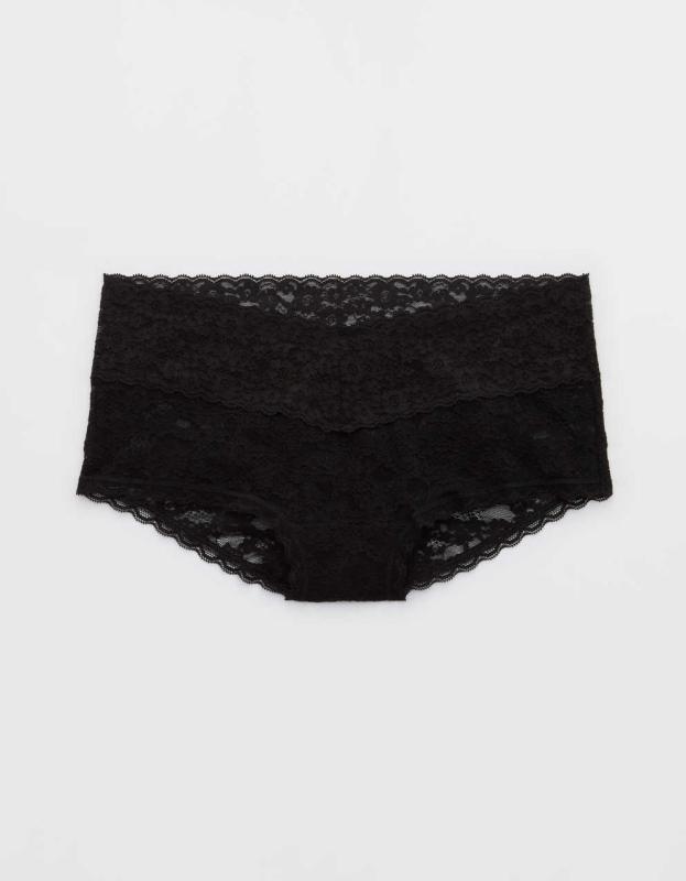 Show Off Vintage Lace Boybrief Underwear - True Black, XS 