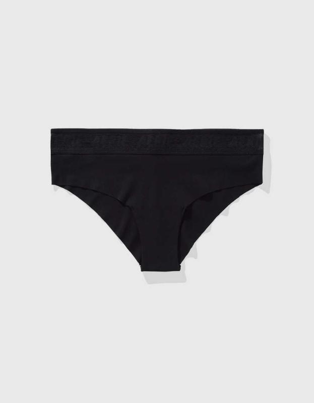 SMOOTHEZ No Show Logo Cheeky Underwear - True Black, S 