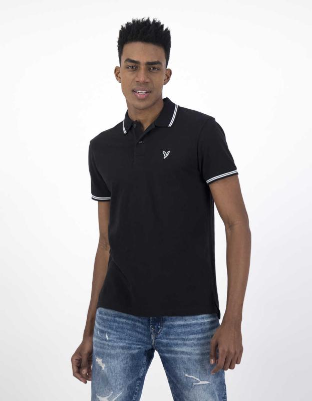 AE Slim Fit Tipped Flex Pique Polo Shirt - Black, XS 
