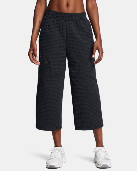 UA Unstoppable Fleece Grid Women's Wide Leg Crop Pants